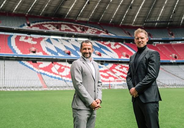 Football 1 Bundesliga Season 2021 2022 07 07 2021 PRESS CONFERENCE at FC Bayern Muenchen Presentation of coach Julian Nagelsmann re at FC Bayern Muenchen with sports director Hasan Salihamidzic at Allianz Arena PHOTO ULMER Press Photo Agency Pool FC Bayern Muenchen xxNOxMODELxRELEASExx Football 1 Bundesliga Season 21 22 Presentation of coach Julian Nagelsmann FC Bayern Muenchen