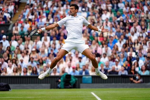 Mandatory Credit: Photo by Shutterstock (12202136cf) Novak Djokovic during his semi-final match Wimbledon Tennis Championships, Day 11, The All England Lawn Tennis and Croquet Club, London, UK - 09 Jul 2021 Wimbledon Tennis Championships, Day 11, The All England Lawn Tennis and Croquet Club, London, UK - 09 Jul 2021  Copyright: xShutterstockx 12202136cf