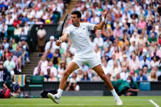 Mandatory Credit: Photo by Shutterstock (12202136cn) Novak Djokovic during his semi-final match Wimbledon Tennis Championships, Day 11, The All England Lawn Tennis and Croquet Club, London, UK - 09 Jul 2021 Wimbledon Tennis Championships, Day 11, The All England Lawn Tennis and Croquet Club, London, UK - 09 Jul 2021  Copyright: xShutterstockx 12202136cn