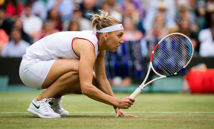 Mandatory Credit: Photo by Rob Prange Shutterstock (12202162ac) Elena Vesnina of Russia in action during the doubles semi-final of the 2021 Wimbledon Championships Grand Slam tennis tournament Wimbledon Tennis Championships, Day 11, The All England Lawn Tennis and Croquet Club, London, UK - 09 Jul 2021 Wimbledon Tennis Championships, Day 11, The All England Lawn Tennis and Croquet Club, London, UK - 09 Jul 2021  Copyright: xRobxPrange Shutterstockx 12202162ac