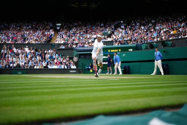 Mandatory Credit: Photo by Shutterstock (12202136dc) Denis Shapovalov during his semi-final match Wimbledon Tennis Championships, Day 11, The All England Lawn Tennis and Croquet Club, London, UK - 09 Jul 2021 Wimbledon Tennis Championships, Day 11, The All England Lawn Tennis and Croquet Club, London, UK - 09 Jul 2021  Copyright: xShutterstockx 12202136dc