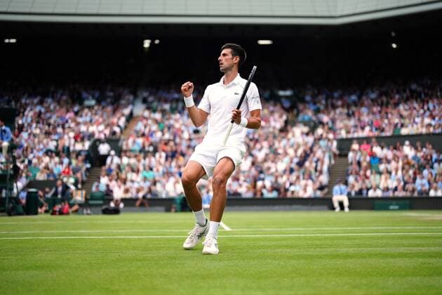 Mandatory Credit: Photo by Shutterstock (12202136dq) Novak Djokovic during his semi-final match Wimbledon Tennis Championships, Day 11, The All England Lawn Tennis and Croquet Club, London, UK - 09 Jul 2021 Wimbledon Tennis Championships, Day 11, The All England Lawn Tennis and Croquet Club, London, UK - 09 Jul 2021  Copyright: xShutterstockx 12202136dq