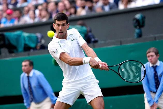 Mandatory Credit: Photo by Shutterstock (12202136ed) Novak Djokovic during his semi-final match Wimbledon Tennis Championships, Day 11, The All England Lawn Tennis and Croquet Club, London, UK - 09 Jul 2021 Wimbledon Tennis Championships, Day 11, The All England Lawn Tennis and Croquet Club, London, UK - 09 Jul 2021  Copyright: xShutterstockx 12202136ed