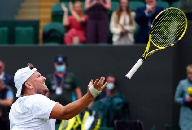Mandatory Credit: Photo by Javier Garcia Shutterstock (12203621ao) Dylan Alcott celebrates victory in the Quad Wheelchair Singles final Wimbledon Tennis Championships, Day 12, The All England Lawn Tennis and Croquet Club, London, UK - 10 Jul 2021 Wimbledon Tennis Championships, Day 12, The All England Lawn Tennis and Croquet Club, London, UK - 10 Jul 2021  Copyright: xJavierxGarcia Shutterstockx 12203621ao