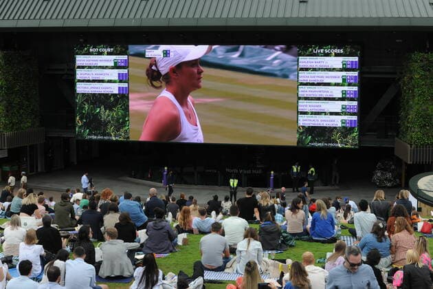 Lawn Tennis - 2021 All England Championships - Woman™s Final - Wimbledon Ashleigh Barty v Karolina Pliskova Fans watch the Final from Henman hill 