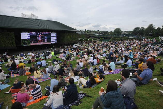 Lawn Tennis - 2021 All England Championships - Woman™s Final - Wimbledon Ashleigh Barty v Karolina Pliskova Fans watch the Final from Henman hill 