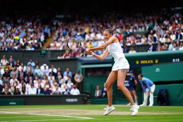 Mandatory Credit: Photo by Javier Garcia Shutterstock (12203621bs) Karolina Pliskova during the Ladies Singles final Wimbledon Tennis Championships, Day 12, The All England Lawn Tennis and Croquet Club, London, UK - 10 Jul 2021 Wimbledon Tennis Championships, Day 12, The All England Lawn Tennis and Croquet Club, London, UK - 10 Jul 2021  Copyright: xJavierxGarcia Shutterstockx 12203621bs