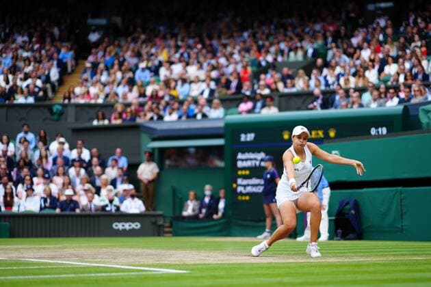 Mandatory Credit: Photo by Javier Garcia Shutterstock (12203621ce) Ashleigh Barty during the Ladies Singles final Wimbledon Tennis Championships, Day 12, The All England Lawn Tennis and Croquet Club, London, UK - 10 Jul 2021 Wimbledon Tennis Championships, Day 12, The All England Lawn Tennis and Croquet Club, London, UK - 10 Jul 2021  Copyright: xJavierxGarcia Shutterstockx 12203621ce
