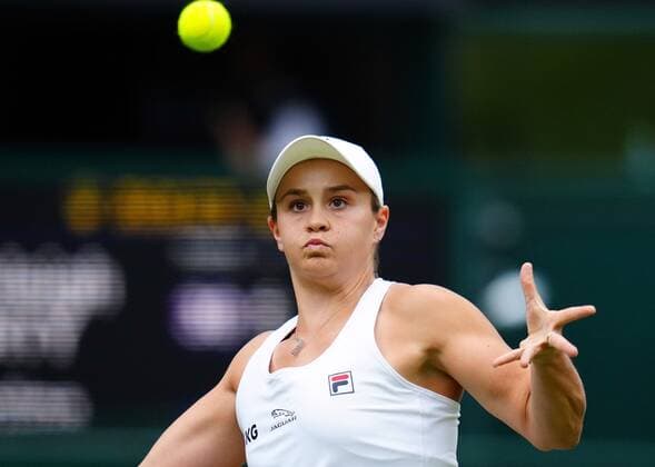 Mandatory Credit: Photo by Javier Garcia Shutterstock (12203621cl) Ashleigh Barty during the Ladies Singles final Wimbledon Tennis Championships, Day 12, The All England Lawn Tennis and Croquet Club, London, UK - 10 Jul 2021 Wimbledon Tennis Championships, Day 12, The All England Lawn Tennis and Croquet Club, London, UK - 10 Jul 2021  Copyright: xJavierxGarcia Shutterstockx 12203621cl