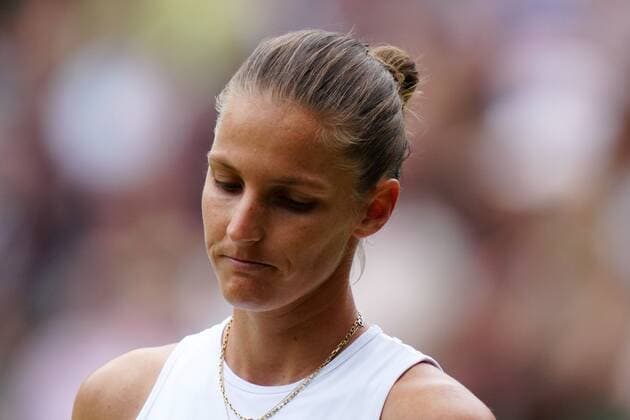 Mandatory Credit: Photo by Shutterstock (12203622c) Karolina Pliskova during the Ladies Singles final Wimbledon Tennis Championships, Day 12, The All England Lawn Tennis and Croquet Club, London, UK - 10 Jul 2021 Wimbledon Tennis Championships, Day 12, The All England Lawn Tennis and Croquet Club, London, UK - 10 Jul 2021  Copyright: xShutterstockx 12203622c