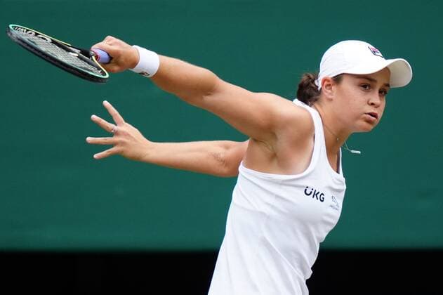 Mandatory Credit: Photo by Shutterstock (12203622e) Ashleigh Barty during the Ladies Singles final Wimbledon Tennis Championships, Day 12, The All England Lawn Tennis and Croquet Club, London, UK - 10 Jul 2021 Wimbledon Tennis Championships, Day 12, The All England Lawn Tennis and Croquet Club, London, UK - 10 Jul 2021  Copyright: xShutterstockx 12203622e