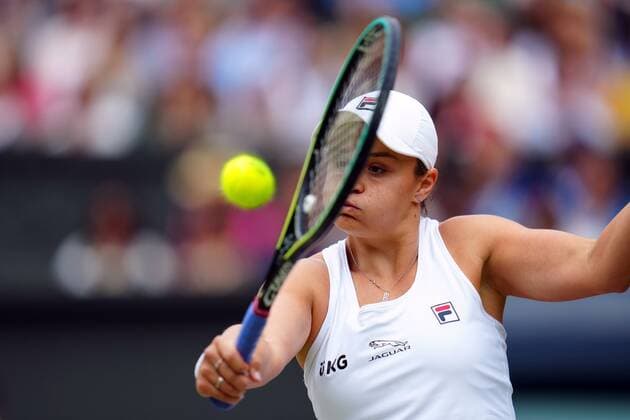 Mandatory Credit: Photo by Javier Garcia Shutterstock (12203621di) Ashleigh Barty during the Ladies Singles final Wimbledon Tennis Championships, Day 12, The All England Lawn Tennis and Croquet Club, London, UK - 10 Jul 2021 Wimbledon Tennis Championships, Day 12, The All England Lawn Tennis and Croquet Club, London, UK - 10 Jul 2021  Copyright: xJavierxGarcia Shutterstockx 12203621di