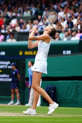 Mandatory Credit: Photo by Javier Garcia Shutterstock (12203621dr) Karolina Pliskova reacts during the Ladies Singles final Wimbledon Tennis Championships, Day 12, The All England Lawn Tennis and Croquet Club, London, UK - 10 Jul 2021 Wimbledon Tennis Championships, Day 12, The All England Lawn Tennis and Croquet Club, London, UK - 10 Jul 2021  Copyright: xJavierxGarcia Shutterstockx 12203621dr