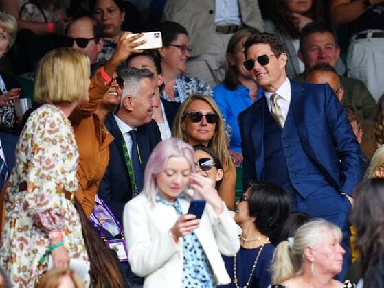 Mandatory Credit: Photo by Javier Garcia Shutterstock (12203621ek) Tom Cruise posing for photos on Centre Court during the Ladies Singles final Wimbledon Tennis Championships, Day 12, The All England Lawn Tennis and Croquet Club, London, UK - 10 Jul 2021 Wimbledon Tennis Championships, Day 12, The All England Lawn Tennis and Croquet Club, London, UK - 10 Jul 2021  Copyright: xJavierxGarcia Shutterstockx 12203621ek