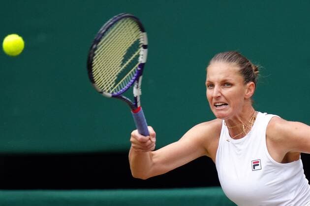 Mandatory Credit: Photo by Shutterstock (12203622af) Karolina Pliskova during the Ladies Singles final Wimbledon Tennis Championships, Day 12, The All England Lawn Tennis and Croquet Club, London, UK - 10 Jul 2021 Wimbledon Tennis Championships, Day 12, The All England Lawn Tennis and Croquet Club, London, UK - 10 Jul 2021  Copyright: xShutterstockx 12203622af
