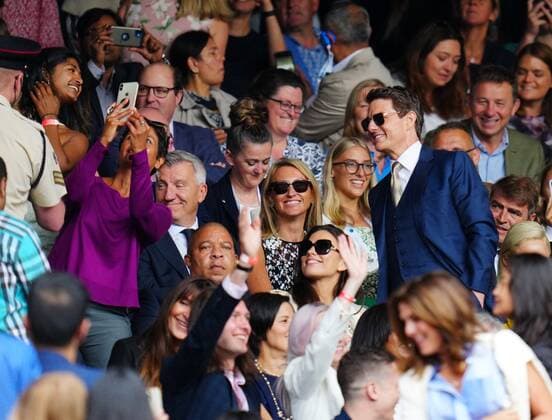 Mandatory Credit: Photo by Javier Garcia Shutterstock (12203621fg) Tom Cruise poses for a photo on Centre Court during the Ladies Singles final Wimbledon Tennis Championships, Day 12, The All England Lawn Tennis and Croquet Club, London, UK - 10 Jul 2021 Wimbledon Tennis Championships, Day 12, The All England Lawn Tennis and Croquet Club, London, UK - 10 Jul 2021  Copyright: xJavierxGarcia Shutterstockx 12203621fg