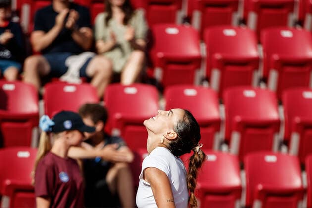 210710 Nuria Parrizas Diaz, Spain, cheers in the final in singles during day 6 of the Nordea Open on July 10, 2021 in Bastad,  Copyright: MATHILDAxAHLBERG BB210710BB728
