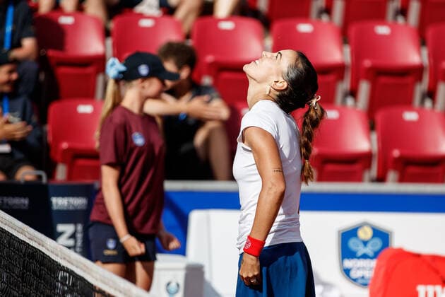 210710 Nuria Parrizas Diaz, Spain, cheers in the final in singles during day 6 of the Nordea Open on July 10, 2021 in Bastad,  Copyright: MATHILDAxAHLBERG BB210710BB730