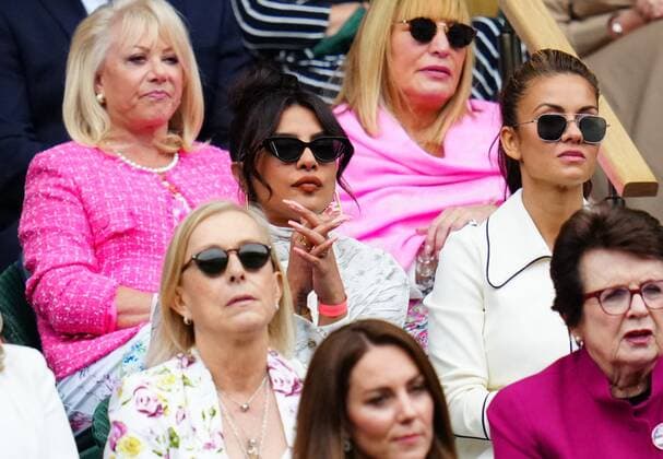 Mandatory Credit: Photo by Javier Garcia Shutterstock (12203621bm) Priyanka Chopra Jonas in the Royal Box on Centre Court Wimbledon Tennis Championships, Day 12, The All England Lawn Tennis and Croquet Club, London, UK - 10 Jul 2021 Wimbledon Tennis Championships, Day 12, The All England Lawn Tennis and Croquet Club, London, UK - 10 Jul 2021  Copyright: xJavierxGarcia Shutterstockx 12203621bm