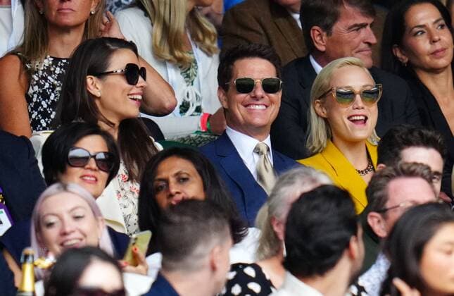 Mandatory Credit: Photo by Javier Garcia Shutterstock (12203621cg) Hayley Atwell, Tom Cruise and Pom Klementieff watching the action on Centre Court during the Ladies Singles final Wimbledon Tennis Championships, Day 12, The All England Lawn Tennis and Croquet Club, London, UK - 10 Jul 2021 Wimbledon Tennis Championships, Day 12, The All England Lawn Tennis and Croquet Club, London, UK - 10 Jul 2021  Copyright: xJavierxGarcia Shutterstockx 12203621cg