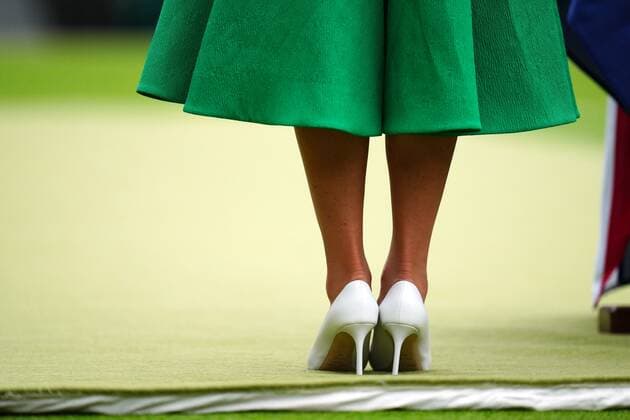 Mandatory Credit: Photo by Javier Garcia Shutterstock (12203621gq) Catherine Duchess of Cambridge after presenting the Venus Rosewater Dish in the Ladies SIngles final Wimbledon Tennis Championships, Day 12, The All England Lawn Tennis and Croquet Club, London, UK - 10 Jul 2021 Wimbledon Tennis Championships, Day 12, The All England Lawn Tennis and Croquet Club, London, UK - 10 Jul 2021  Copyright: xJavierxGarcia Shutterstockx 12203621gq