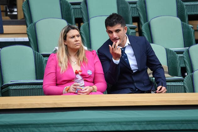 Marion Bartoli et son mari Yahya Boumediene TENNIS : Wimbledon 2021 - 09 07 2021 AntoineCouvercelle Panoramic 