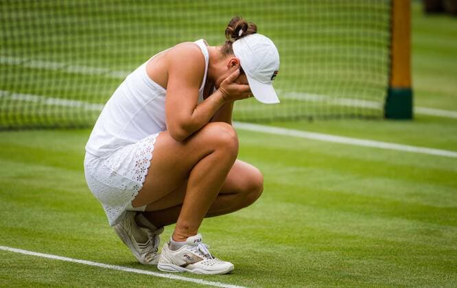 Mandatory Credit: Photo by Rob Prange Shutterstock (12203624x) Ashleigh Barty of Australia after winning the final of the 2021 Wimbledon Championships Grand Slam tennis tournament Wimbledon Tennis Championships, Day 12, The All England Lawn Tennis and Croquet Club, London, UK - 10 Jul 2021 Wimbledon Tennis Championships, Day 12, The All England Lawn Tennis and Croquet Club, London, UK - 10 Jul 2021  Copyright: xRobxPrange Shutterstockx 12203624x