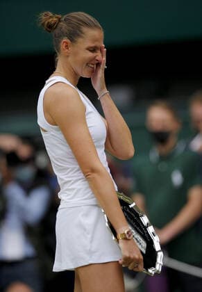 Mandatory Credit: Photo by Shutterstock (12203623ab) Karolina Pliskova of Czech Republic in tears Wimbledon Tennis Championships, Day 12, The All England Lawn Tennis and Croquet Club, London, UK - 10 Jul 2021 Wimbledon Tennis Championships, Day 12, The All England Lawn Tennis and Croquet Club, London, UK - 10 Jul 2021  Copyright: xShutterstockx 12203623ab