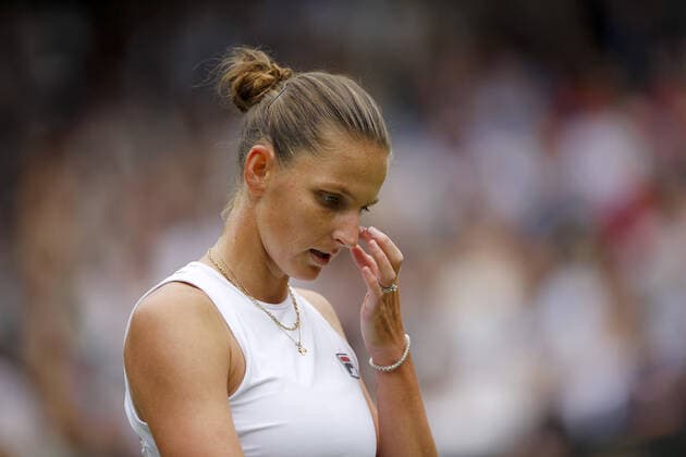 Mandatory Credit: Photo by Shutterstock (12203623ae) Karolina Pliskova of Czech Republic frustrated Wimbledon Tennis Championships, Day 12, The All England Lawn Tennis and Croquet Club, London, UK - 10 Jul 2021 Wimbledon Tennis Championships, Day 12, The All England Lawn Tennis and Croquet Club, London, UK - 10 Jul 2021  Copyright: xShutterstockx 12203623ae