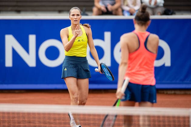 210710 Mirjam Björklund, Sweden, cheers in the final in doubles during day 6 of the Nordea Open on July 10, 2021 in Bastad,  Copyright: MATHILDAxAHLBERG BB210710BB841