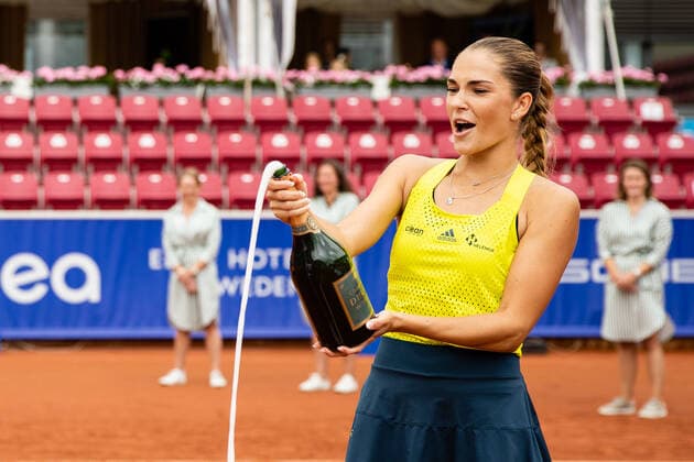 210710 Mirjam Björklund, Sweden, after the victory in the final in doubles during day 6 of the Nordea Open on July 10, 2021 in Bastad,  Copyright: MATHILDAxAHLBERG BB210710BB856