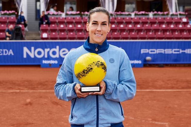 Winner Nuria Parrizas Diaz, Spain after the final against Olga Govortsova, Belarus during the tennis tournament Nordea Open in Bastad, Sweden July 10, 2021 BÅSTAD SWEDEN Tennis x11830x,  Copyright: xAndersxBjuro TTx OLGA GOVORTSOVA NORDEA OPEN 2021