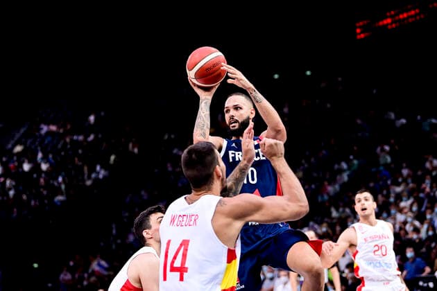 Evan Fournier (France) BASKETBALL : France vs Espagne - Match Amical - 10 07 2021 JBAutissier Panoramic 