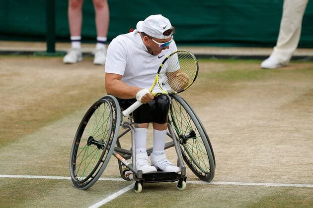 Mandatory Credit: Photo by Shutterstock (12203623bm) Dylan Alcott of Australia in action Wimbledon Tennis Championships, Day 12, The All England Lawn Tennis and Croquet Club, London, UK - 10 Jul 2021 Wimbledon Tennis Championships, Day 12, The All England Lawn Tennis and Croquet Club, London, UK - 10 Jul 2021  Copyright: xShutterstockx 12203623bm