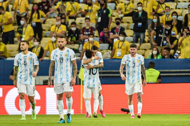 Argentina x Brasil RIO DE JANEIRO, RJ - 10.07.2021: ARGENTINA X BRASIL - Di Maria scores a goal during Argentina x Brazil, a match valid for the Copa America 2021 Final, held at Maracanã Stadium, located in the city of Rio de Janeiro, RJ, this Saturday (10). (Photo: Nayra Halm Fotoarena) x2091716x  NayraxHalm