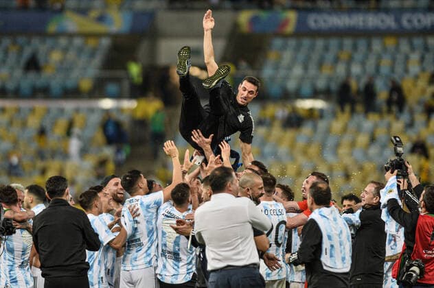 Argentina x Brasil RIO DE JANEIRO, RJ - 10.07.2021: ARGENTINA X BRASIL - Technician Scaloni. Argentina Champion, after Argentina x Brazil, match valid for the Copa America 2021 Final, held at Maracanã Stadium, located in the city of Rio de Janeiro, RJ, this Saturday (10). (Photo: Nayra Halm Fotoarena) x2091775x  NayraxHalm