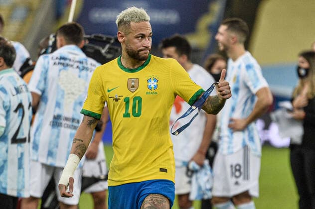 Argentina x Brasil RIO DE JANEIRO, RJ - 10.07.2021: ARGENTINA X BRASIL - Neymar. Argentina Champion, after Argentina x Brazil, match valid for the Copa America 2021 Final, held at Maracanã Stadium, located in the city of Rio de Janeiro, RJ, this Saturday (10). (Photo: Nayra Halm Fotoarena) x2091777x  NayraxHalm