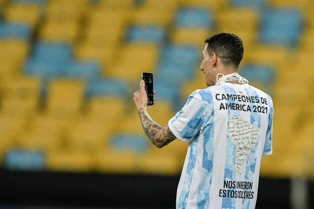 Brazil v Argentina: Final - Copa America Brazil 2021 Di Maria, an Argentine player celebrates the title of champion after the match against Brazil, at the Maracana stadium, for the decision of the Copa America 2021, this Saturday (10). Rio de Janeiro Brazil ribeiro-notitle210710_nphZH  Copyright: xThiagoxRibeirox