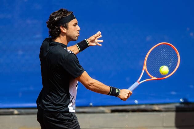 210711 Oscar Jose Gutierrez, Brazil, in the mens qualifier during day 7 of the Nordea Open 11 July 2021 in Bastad,  Copyright: MATHILDAxAHLBERG BB210711BB339