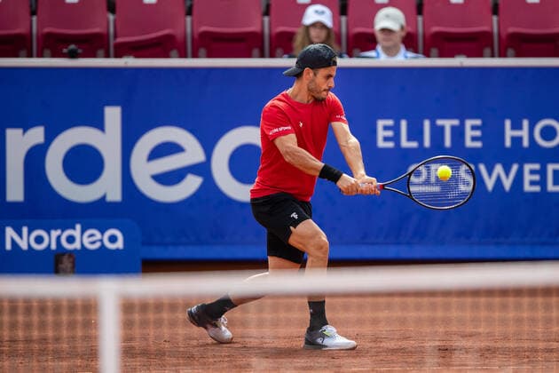 210711 Thomas Fabbiano, Italy, in the mens qualifier during day 7 of the Nordea Open 11 July 2021 in Bastad,  Copyright: MATHILDAxAHLBERG BB210711BB341
