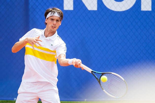 210711 Marc Andrea Heuler, Switzerland, in the mens qualifier during day 7 of the Nordea Open 11 July 2021 in Bastad,  Copyright: MATHILDAxAHLBERG BB210711BB349