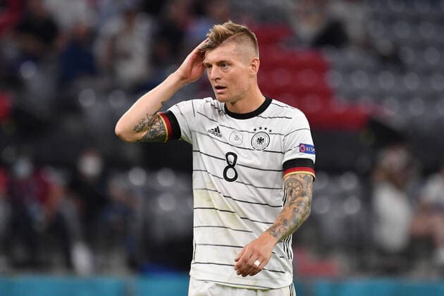 Toni KROOS GER , disappointment , frustration , frustrated , dejected , action , single image , cropped single image , half figure , half figure , group phase , preliminary round group F , match M12 , France F Germany GER 1 0 on 15 06 2021 in Munich Football Arena Alliianz Arena European Football Championship 2020 from 11 06 2021 11 07 2021 Â