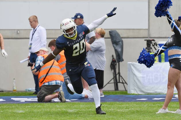 Dale Warren ( 20, Linebacker , Stuttgart Surge) American Football, ELF, European Leaguen of Football, Week 4, 11.07.2021 Foto:Eibner Tobias Baur Stuttgart Surge vs. Leipzig Kings European Leaguen of Football, Week 4 , 11.07.2021 Stuttgart *** Dale Warren 20, Linebacker , Stuttgart Surge American Football, ELF, European Leaguen of Football, Week 4, 11 07 2021 Foto Eibner Tobias Baur Stuttgart Surge vs Leipzig Kings European Leaguen of Football, Week 4 , 11 07 2021 Stuttgart Copyright: xEibner-Pressefotox EP_TBR