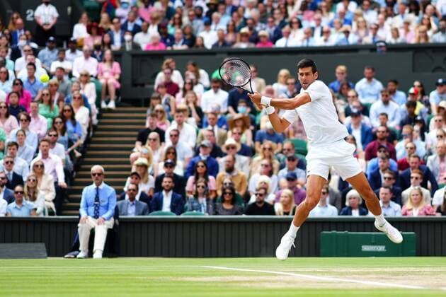 Mandatory Credit: Photo by Javier Garcia Shutterstock (12204578aj) Novak Djokovic during the Gentlemen s Singles final Wimbledon Tennis Championships, Day 13, The All England Lawn Tennis and Croquet Club, London, UK - 11 Jul 2021 Wimbledon Tennis Championships, Day 13, The All England Lawn Tennis and Croquet Club, London, UK - 11 Jul 2021  Copyright: xJavierxGarcia Shutterstockx 12204578aj