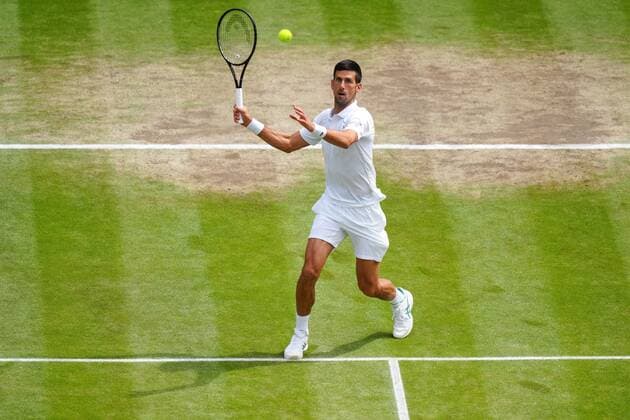 Mandatory Credit: Photo by Shutterstock (12204579f) Novak Djokovic during the Gentlemen s Singles final Wimbledon Tennis Championships, Day 13, The All England Lawn Tennis and Croquet Club, London, UK - 11 Jul 2021 Wimbledon Tennis Championships, Day 13, The All England Lawn Tennis and Croquet Club, London, UK - 11 Jul 2021  Copyright: xShutterstockx 12204579f