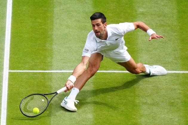 Mandatory Credit: Photo by Shutterstock (12204579h) Novak Djokovic during the Gentlemen s Singles final Wimbledon Tennis Championships, Day 13, The All England Lawn Tennis and Croquet Club, London, UK - 11 Jul 2021 Wimbledon Tennis Championships, Day 13, The All England Lawn Tennis and Croquet Club, London, UK - 11 Jul 2021  Copyright: xShutterstockx 12204579h