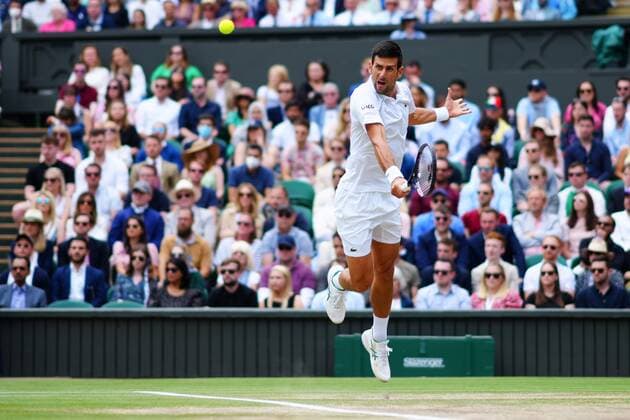 Mandatory Credit: Photo by Javier Garcia Shutterstock (12204578bj) Novak Djokovic during the Gentlemen s Singles final Wimbledon Tennis Championships, Day 13, The All England Lawn Tennis and Croquet Club, London, UK - 11 Jul 2021 Wimbledon Tennis Championships, Day 13, The All England Lawn Tennis and Croquet Club, London, UK - 11 Jul 2021  Copyright: xJavierxGarcia Shutterstockx 12204578bj
