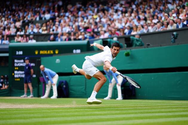 Mandatory Credit: Photo by Javier Garcia Shutterstock (12204578bz) Novak Djokovic during the Gentlemen s Singles final Wimbledon Tennis Championships, Day 13, The All England Lawn Tennis and Croquet Club, London, UK - 11 Jul 2021 Wimbledon Tennis Championships, Day 13, The All England Lawn Tennis and Croquet Club, London, UK - 11 Jul 2021  Copyright: xJavierxGarcia Shutterstockx 12204578bz