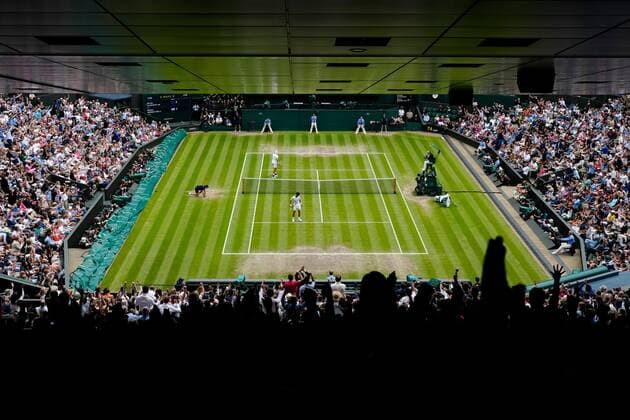 Mandatory Credit: Photo by Shutterstock (12204579t) Novak Djokovic and Matteo Berrettini during the Gentlemen s Singles final Wimbledon Tennis Championships, Day 13, The All England Lawn Tennis and Croquet Club, London, UK - 11 Jul 2021 Wimbledon Tennis Championships, Day 13, The All England Lawn Tennis and Croquet Club, London, UK - 11 Jul 2021  Copyright: xShutterstockx 12204579t