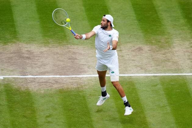 Mandatory Credit: Photo by Shutterstock (12204579ag) Matteo Berrettini during the Gentlemen s Singles final Wimbledon Tennis Championships, Day 13, The All England Lawn Tennis and Croquet Club, London, UK - 11 Jul 2021 Wimbledon Tennis Championships, Day 13, The All England Lawn Tennis and Croquet Club, London, UK - 11 Jul 2021  Copyright: xShutterstockx 12204579ag